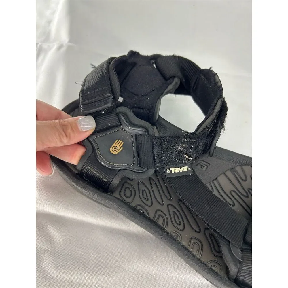 Teva Men's Black Adjustable Strap Sandals Size 10 Outdoor Casual Fair Condition